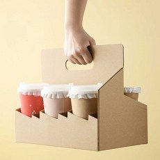 음료수 6구 컵캐리어 카페 커피캐리어 폴딩 종이 10개입, 상세페이지 참고
