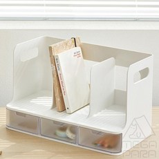 메가파라 올리오 3단 책꽂이 화이트 투명 사무실정리함
