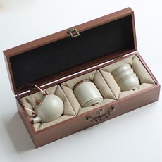 DIU 汝窯旅行茶具套裝一壺四杯伴手禮商務禮品, 1個, 汝窯纏枝提梁壺高端禮盒裝:490