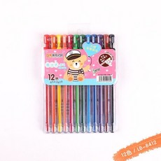 不臟手旋轉蠟筆兒童彩色蠟筆畵畵筆小學生美術繪畵小孩畵筆 HTYM, 1個, 12色/LB-8412/袋裝/推出式