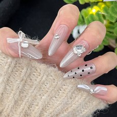 2026新款穿戴甲小香風貓眼高級感手工美甲甲片珍珠閃鑽辣妹指甲片, 1個, BY1895斑紋絲帶:預製甲條#30片/板