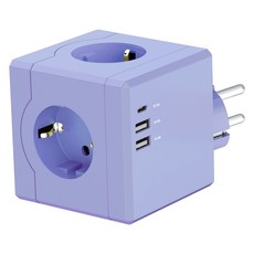 티메코 SF코팅 큐브 디자인 멀티탭 4000W 고용량 3구 (USB-A 2개 C타입 1개), 1개, 라벤더, 7.6cm