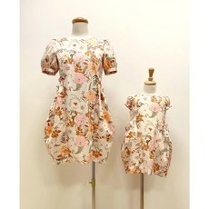 大口袋花苞洋裝紙型親子款 (小孩90-140cm，大人S、M、L) DIY親子裝，舒適透氣面料，多尺寸選擇