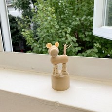 나무관절 목각 인형 인테리어 촬영 소품, 타이거 높이 10 cm, 1개