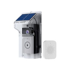 太陽能充電無線可視門鈴 高清夜視24小時監控, 透明防雨罩+門鈴組合