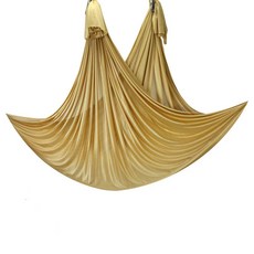 플라잉 요가 해먹 4m 실크 스윙 스트레칭용 탄성 좋은 반중력 운동기구 가정용 천장 설치 스트랩 포함, 1개, 골드 4m 실크