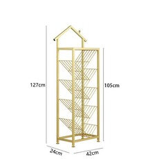 簡易兒童書架 靠牆落地小房子型置物架 簡約現代多層兒童書櫃 家用收納架, 金色48*24*127cm