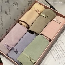 韓國正品 DOMINOMOCO 裸感女用內褲 中高腰 無痕內褲 內衣褲 女內褲 女性內褲 性感內褲 純棉內褲 生理褲, 均碼 40~80KG可用 (一盒6色), 櫻花粉、暮光紫、茶樹棕、布丁黃、淺草綠、淺淡紫