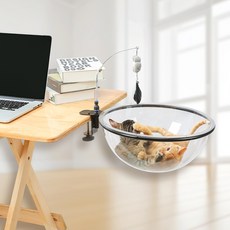 亞馬遜貓桌牀貓窩辦公桌面支架掛牀書桌貓咪夾子吊牀可摺疊貓吊牀, 1個, 網眼布款