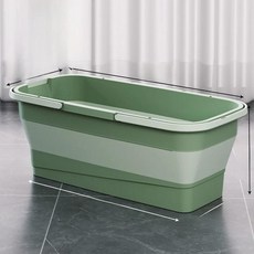 대용량 직사각형 플라스틱 걸레통 바퀴 접이식 물통 바닥 청소 도구 드래그 버킷, 9. 아보카도 그린✨특대형 모델 [50cm 이하의 걸레, 1L