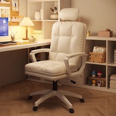 電腦椅家用電競椅舒服久坐宿舍沙發椅女生臥室靠背椅辦公轉椅, 【10cm雙層加大坐靠】淺灰色科技布,新款【升級乳膠座靠】