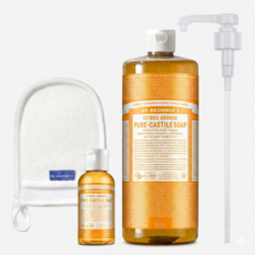 닥터브로너스 캐스틸솝 클렌저 시트러스 950ml + 60ml + 전용펌프 + 샤워글러브, 1개