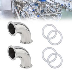 CLAHJQX 5.1cm(2인치) 90도 트라이 클램프 위생 엘보 피팅 (2세트) - 스테인리스 스틸 304 위생 파이프 피팅 실리콘 개스킷 포함 OD 64mm 미러 마감