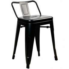 E-home 鐵翰工業風金屬低背餐椅-座高45cm, 黑色, 1個