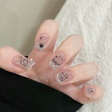 穿戴甲高級感秋冬閃鑽蝴蝶手工美甲甲片辣妹穿戴式指甲片, 1個, BY1561笨拙棉羊:手工甲XS碼#10片/袋