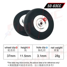 20CC/ 카본 파이버 테일 휠 랜딩 기어 세트 가스 엔진 RC 비행기 부품용 1개, 01 빠른, 08 37mm Wheel 2PCS