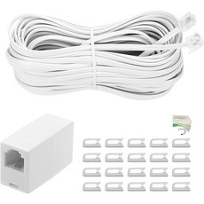 전화선 연장 케이블 연장케이블 팩스선 전화선연장 하얀색, RJ11 6P4C, 10m