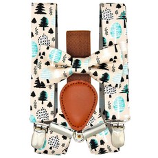 [ 1219498 ] Qenidm 남아용 멜빵 나비 넥타이 세트 숲 나무