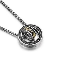 新款貔貅項鏈 雙環招財吊墜 男潮流時尚項鏈 複古吊墜 中國風男士轉運項鏈