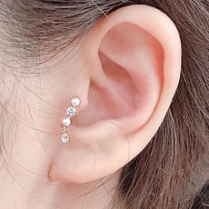 (낱개판매) 큐빅콩콩 라떼 진주 드롭 귓바퀴 피어싱rio1+8kBq