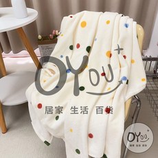 OYOU 法蘭絨寵物毯 寵物毛毯 法蘭絨毯 寵物墊 寵物睡墊 保暖毯 法蘭絨毛毯 寵物毯 寵物蓋毯 加厚毛毯 貓咪毯子 小毯子 小被子 空調毯 冷氣毯 披肩毯 毯子, 1個, 彩虹波點-加厚款 90*100CM