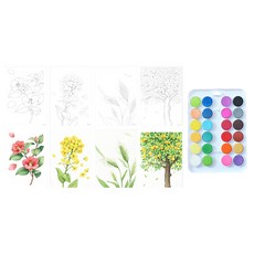 SOMSSIDANG 宅家愛好DIY水彩畫著色明信片組, 濟州花朵