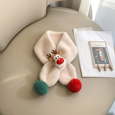 목도리 머플러 겨울 귀여운 사슴 디자인 보온 넥워머, 베이지