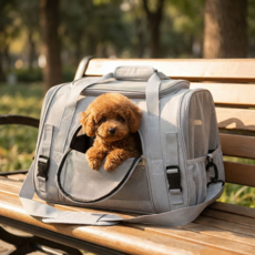 PEBBI 강아지 고양이 반려동물 가방 이동장, 1개, 회색