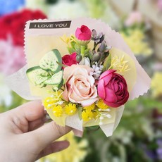 미니 장미 납골당꽃 꽃다발 봉안당 꾸미기 용품 성묘 설날 추모 조화 화병 부착, 1개, 1. 핑크 계열 (랜덤 발송)