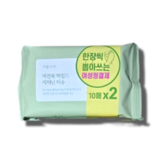 식물나라 비건쑥 마일드 페미닌티슈 10매 (수량선택가능) 저자극 Y존 케어 휴대용 여성용 청결티슈, 2개