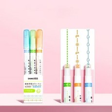 애교살펜슬 라인 모양 하이라이터 롤러 팁 커브 라이너 마커 펜 카와이 만화 그래피티 문구 사무용품 3 개 6 8, [06] F-3pcs