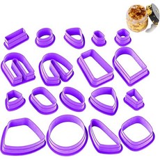 DIYOOHOMY 18 PCS 폴리머 점토 커터와 금박 점토 귀걸이 주얼리 키트 몰드 모양 도구 세트 U 기하학적 원 만들기, Purple
