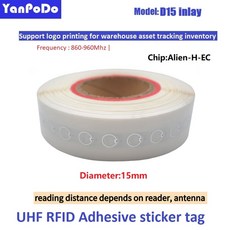 YANPODO UHF RFID 태그 U9 칩 습식 인레이 접착 스티커 860 960MHz 6C 태그 EPC Gen2 가장