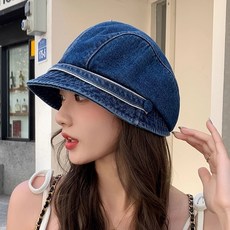 투니스 여성 심플 데님 버킷햇, 딥 블루