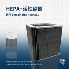 Blueair Blue Pure 231空氣清淨機副廠活性碳濾網 高效過濾PM2.5除甲醛異味 適用15坪空間, 1個, HEPA濾網, HEPA濾網