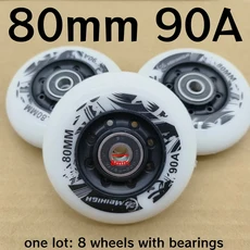 인라인 스케이트 휠 스케이트 휠 블랙 화이트 PU 휠 85A 90A 72mm 76mm 80mm 휠 두께 24mm 8 휠/로트, 02 80mm 90A