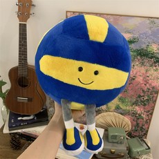 배구공 인형 봉제 선물 농구공 베개 쿠션 축구공, 1개, 진파랑 배구공 28cm
