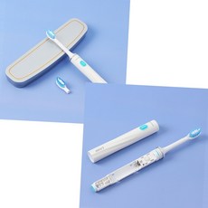 강력 굴곡 W 칫솔모 그립감 좋은 음파 진동 전동 칫솔 흰색 + 케이스