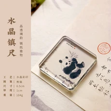 중국 서예용 크리스탈 유리 페이퍼웨이트 1개 헤비 듀티 붓 종이 홀더 투명 책상 장식, 09 H 6.5x6.5 cm