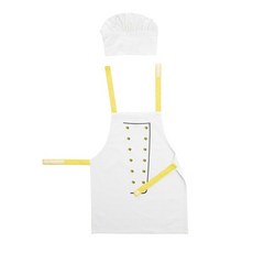 이케아 TOPPKLOCKA 톱클로카 어린이앞치마+요리사모자 화이트/옐로 803.008.15, 1개
