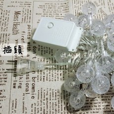 暖白光仿水晶球燈串 圓球燈【電池款 USB款 插電款】聖誕燈 燈串, 1個, 5公尺50燈插電款, 暖白