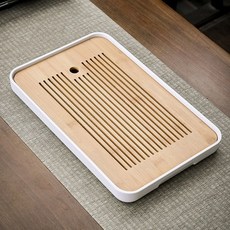 휴대용 대나무 차 트레이 소형 가정용 간단한 세트 배수 저장 건조 및 습식 이중 용도, A White ba g nd, 1개