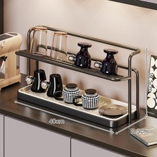杯架家用客廳茶杯瀝水置物架餐桌檯麵茶具分層整理架咖啡杯儲物架, 1個, 升級加粗黑色雙層:如圖