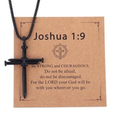 Mikovivi 남성용 블랙 네일 크로스 목걸이 세 개의 손톱 십자가 펜던트 체인 세례 기독교 예수 선물 완벽한 영감을 주는 신앙 주얼리 220300