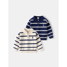 兒童翻領毛衣春季新款條紋POLO領針織衫 - 百搭中小童潮童裝