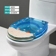 수지 화장실 뚜껑 두꺼운 U자형 가정용 디자인, 1L, 하늘색 말린 꽃 껍질 스테인레스 스틸 느린 A