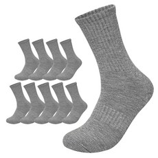 프레리10족 두꺼운 무지쿠션 장목 스포츠양말, 그레이, 10개