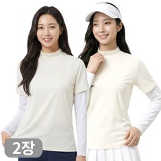 디퍼디 여성 프리미엄 냉감 반목 쿨티 쿨토시 일체형 티셔츠 스포츠 골프웨어 등산 작업복 2장세트