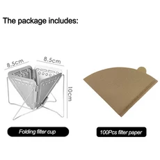 푸어 오버 커피 주전자 구즈넥 스테인레스 스틸 차 핸드 메이커 양조 포트 콩 그라인더 접이식 필터 컵, 02 Folding Filter Cup