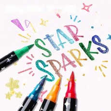 skansol 컬러 트윙클 펄붓펜 캘리그라피 글리터펜 반짝이펜, 24색(12개입)